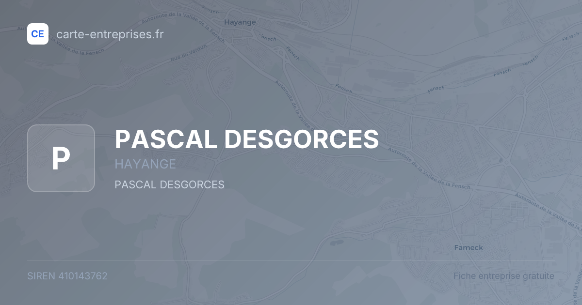 PASCAL DESGORCES — 410143762 — fiche entreprise