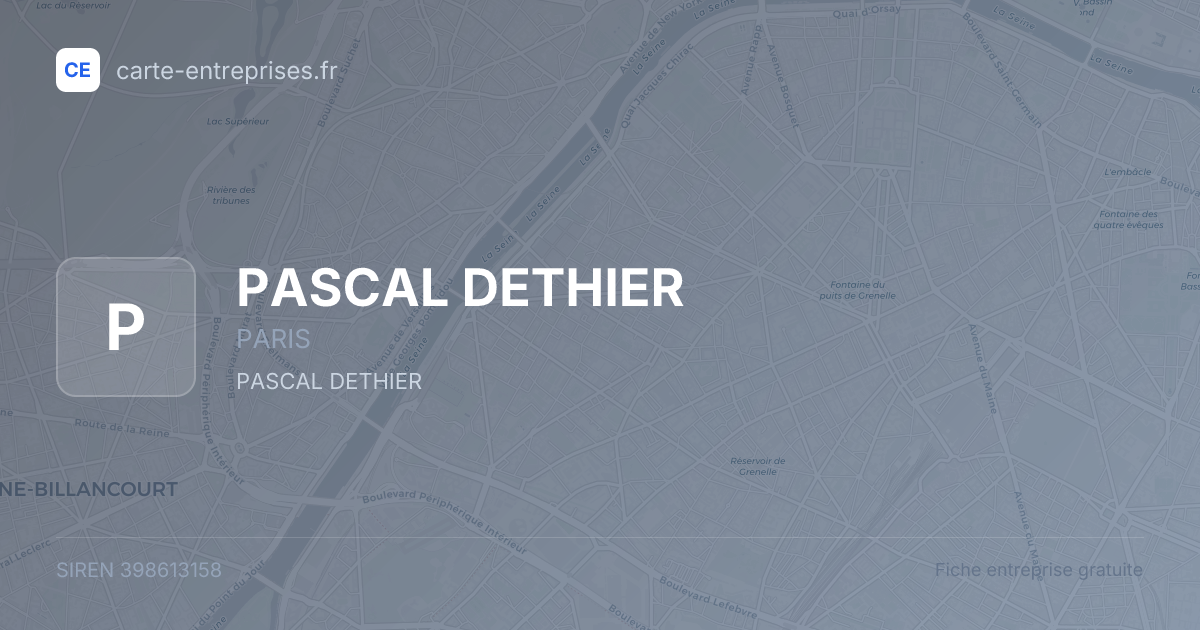 PASCAL DETHIER — 398613158 — fiche entreprise