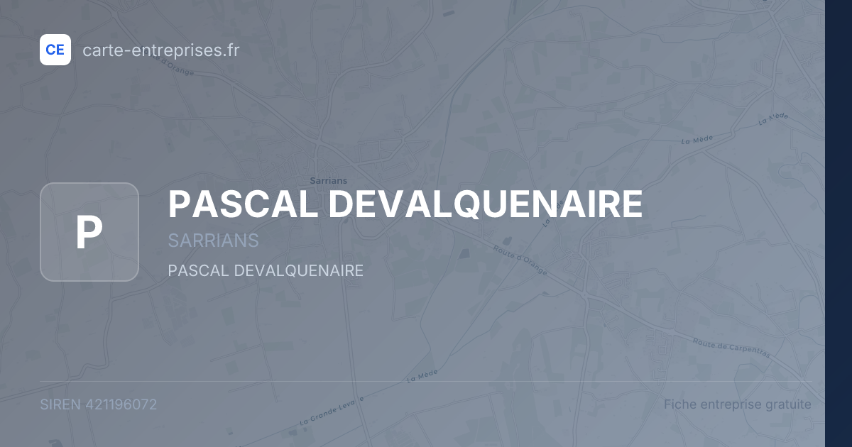 PASCAL DEVALQUENAIRE — 421196072 — fiche entreprise