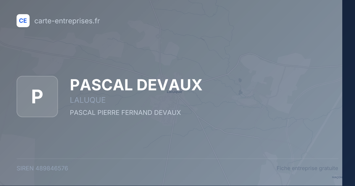 PASCAL DEVAUX — 489846576 — fiche entreprise
