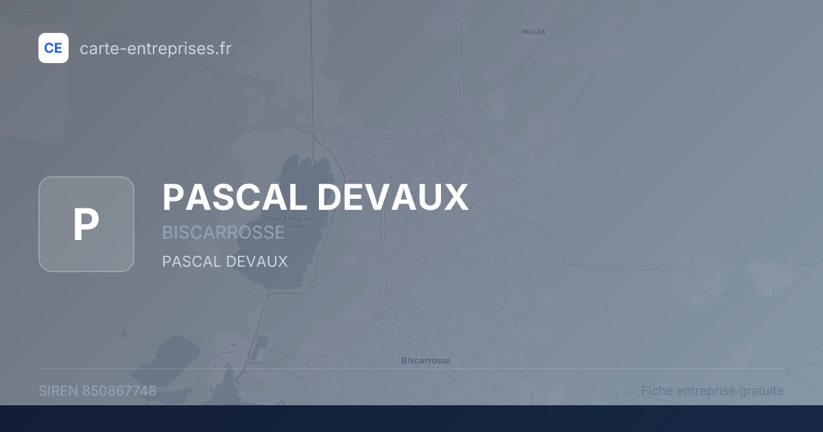 PASCAL DEVAUX — 850867748 — fiche entreprise