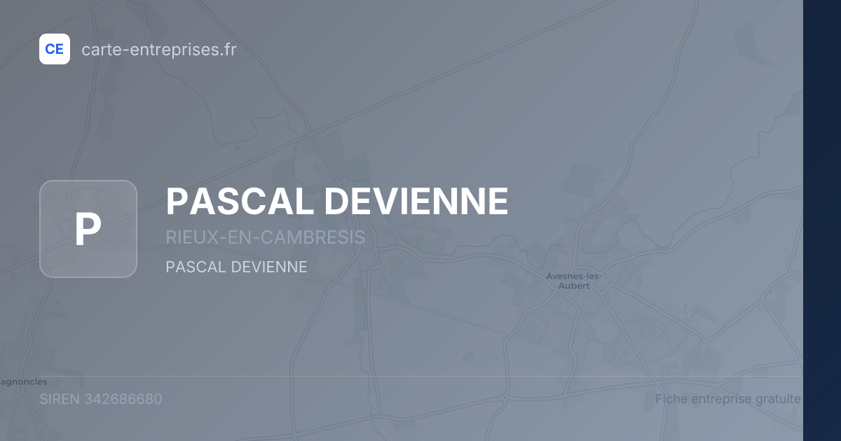 PASCAL DEVIENNE — 342686680 — fiche entreprise