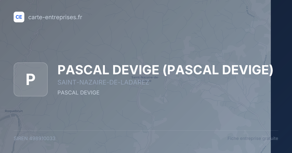 PASCAL DEVIGE — 498910033 — fiche entreprise