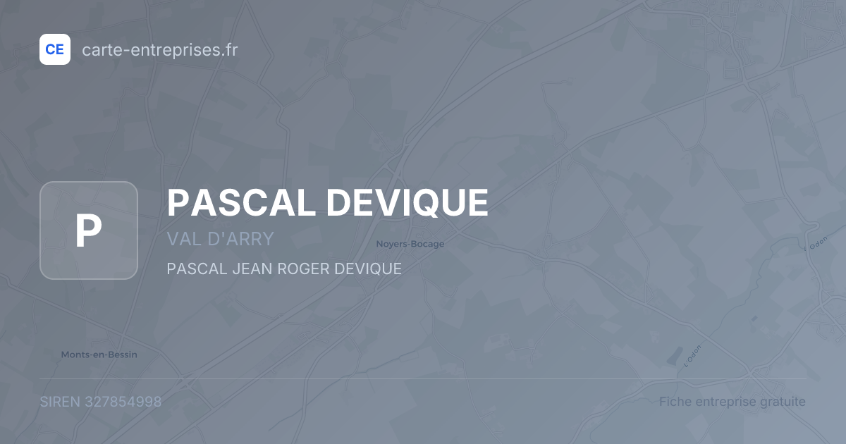 PASCAL DEVIQUE — 327854998 — fiche entreprise
