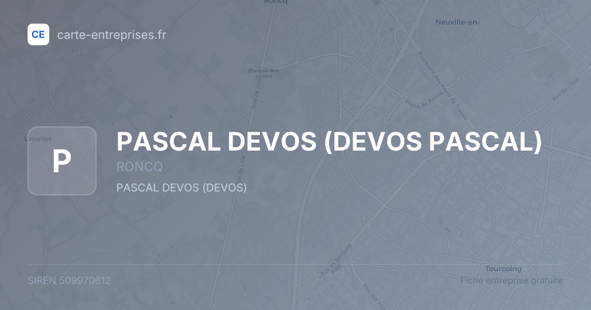 PASCAL DEVOS (DEVOS PASCAL) — 509970612 — fiche entreprise