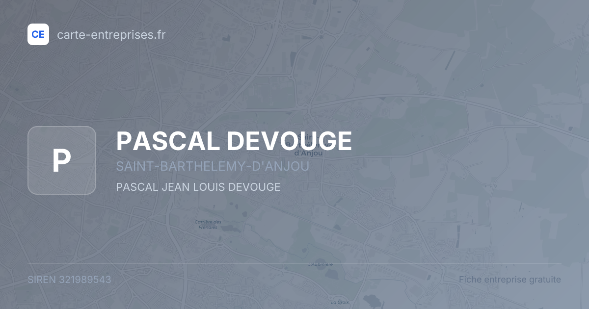 PASCAL DEVOUGE — 321989543 — fiche entreprise