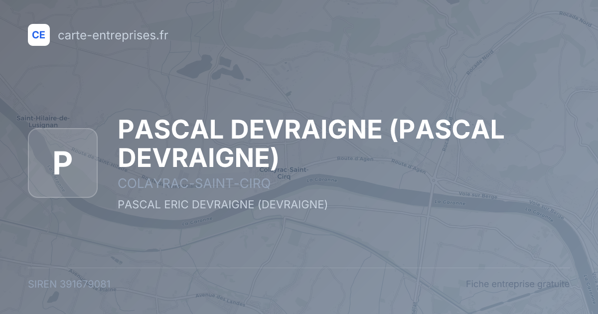 PASCAL DEVRAIGNE — 391679081 — fiche entreprise