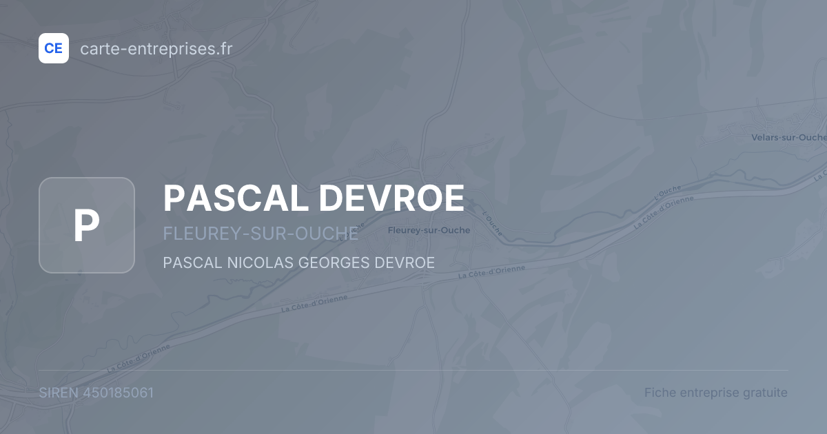 PASCAL DEVROE — 450185061 — fiche entreprise
