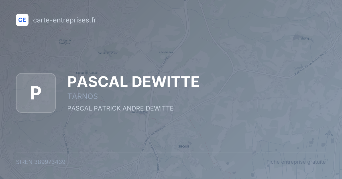 PASCAL DEWITTE — 389973439 — fiche entreprise