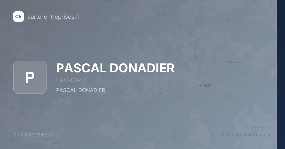 PASCAL DONADIER — 400845525 — fiche entreprise