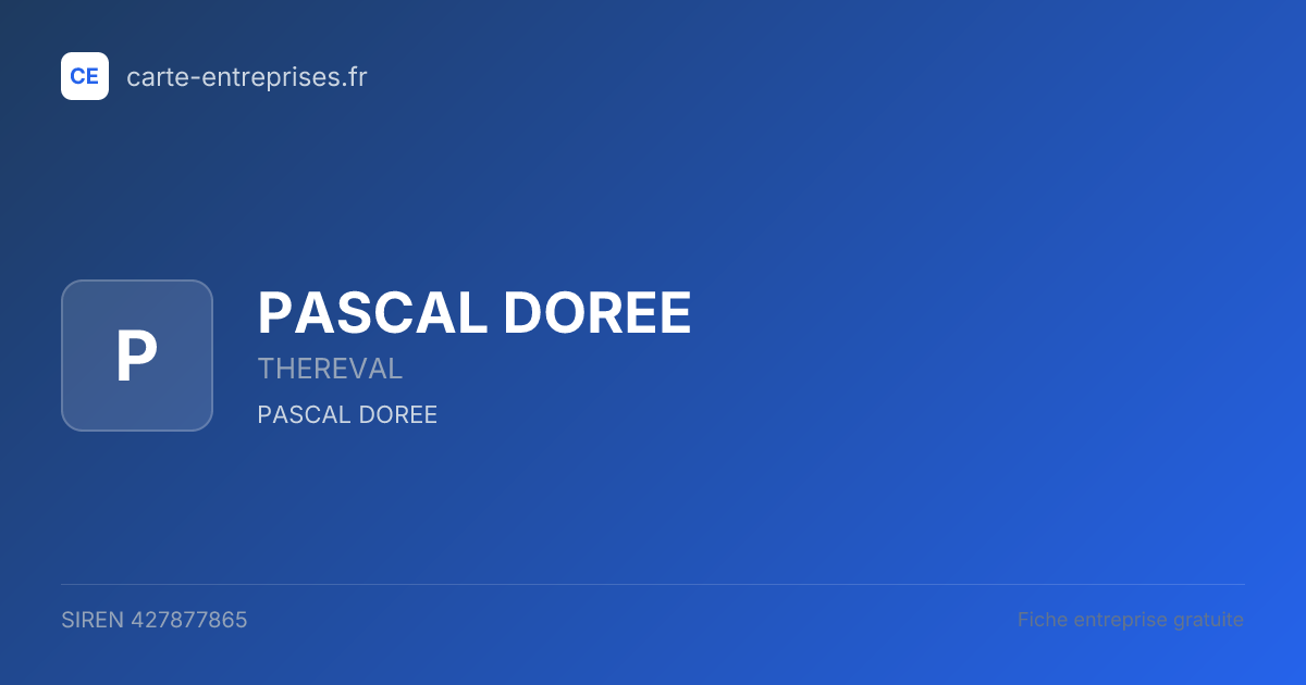 PASCAL DOREE — 427877865 — fiche entreprise