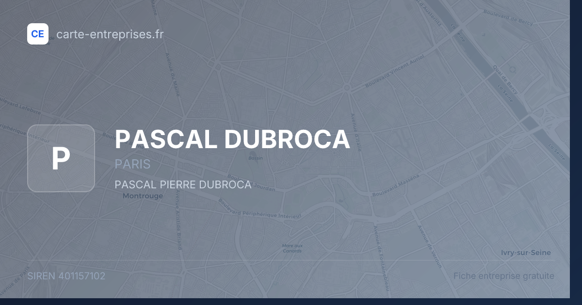 PASCAL DUBROCA — 401157102 — fiche entreprise