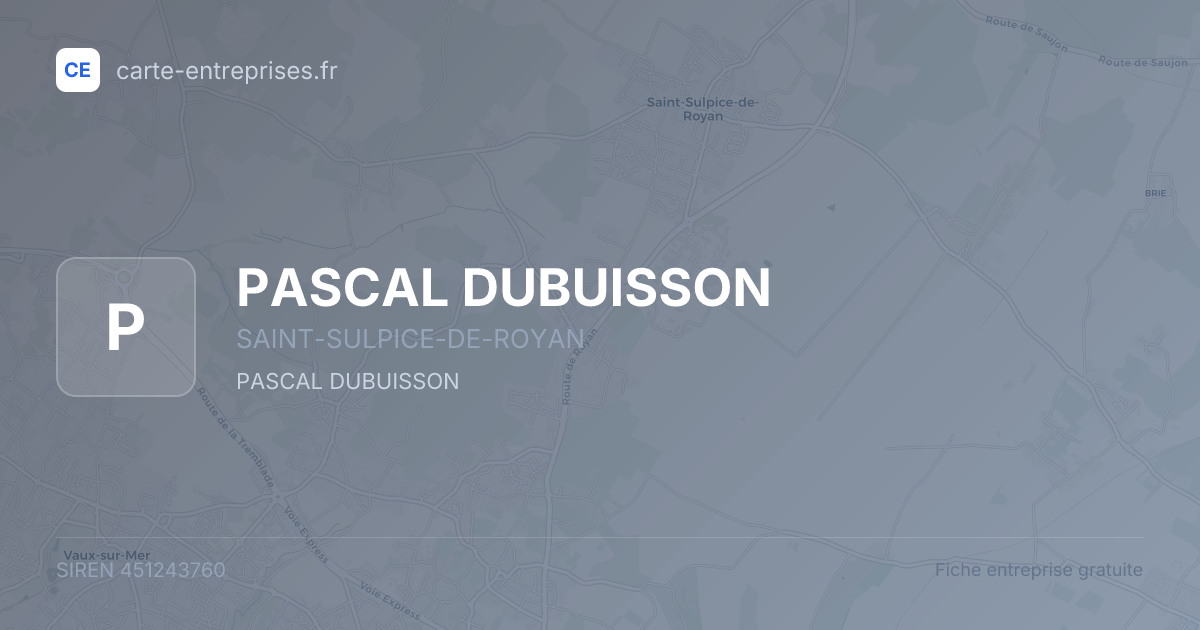 PASCAL DUBUISSON — 451243760 — fiche entreprise