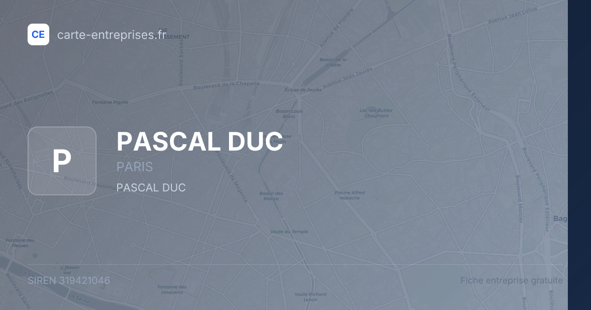PASCAL DUC — 319421046 — fiche entreprise