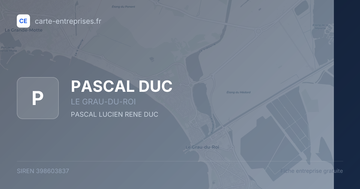 PASCAL DUC — 398603837 — fiche entreprise