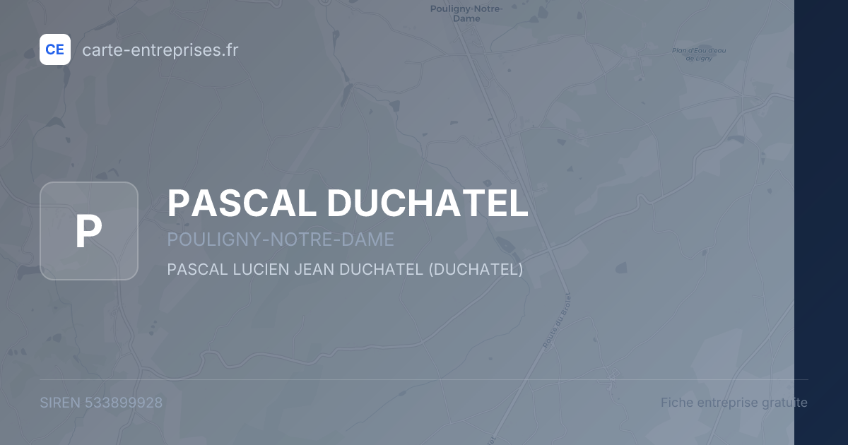 PASCAL DUCHATEL — 533899928 — fiche entreprise