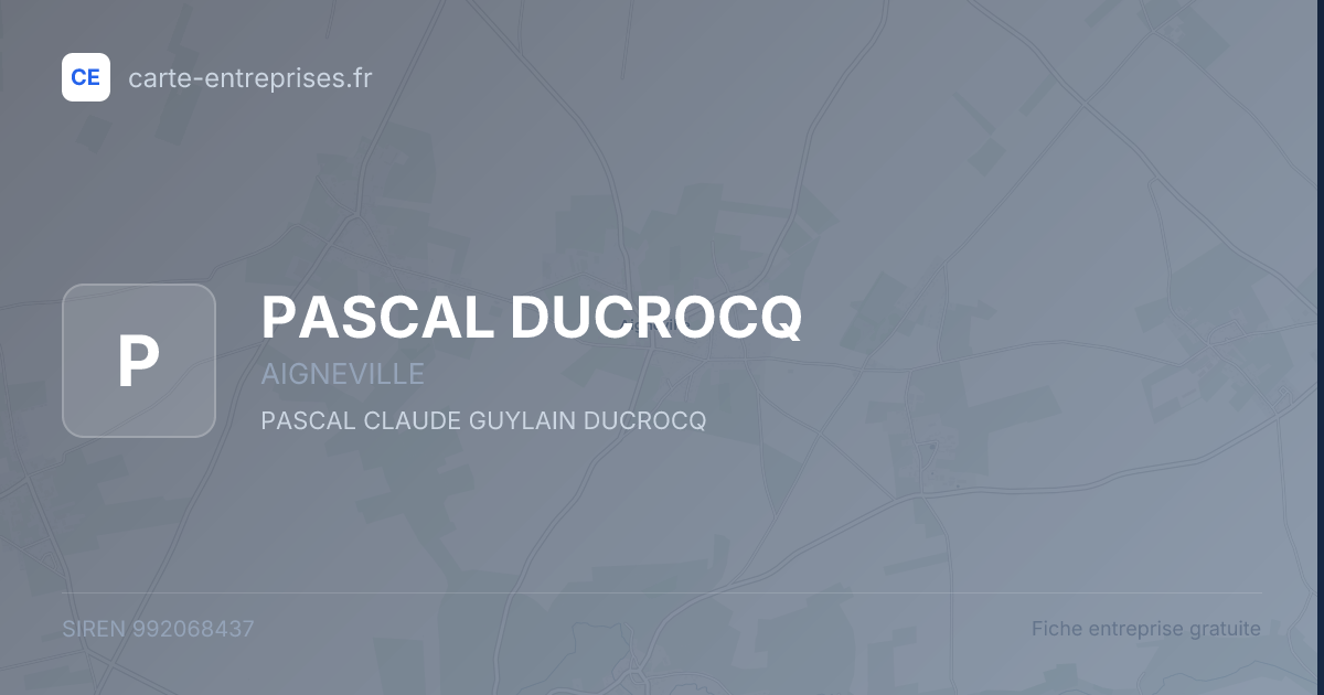 PASCAL DUCROCQ — 992068437 — fiche entreprise