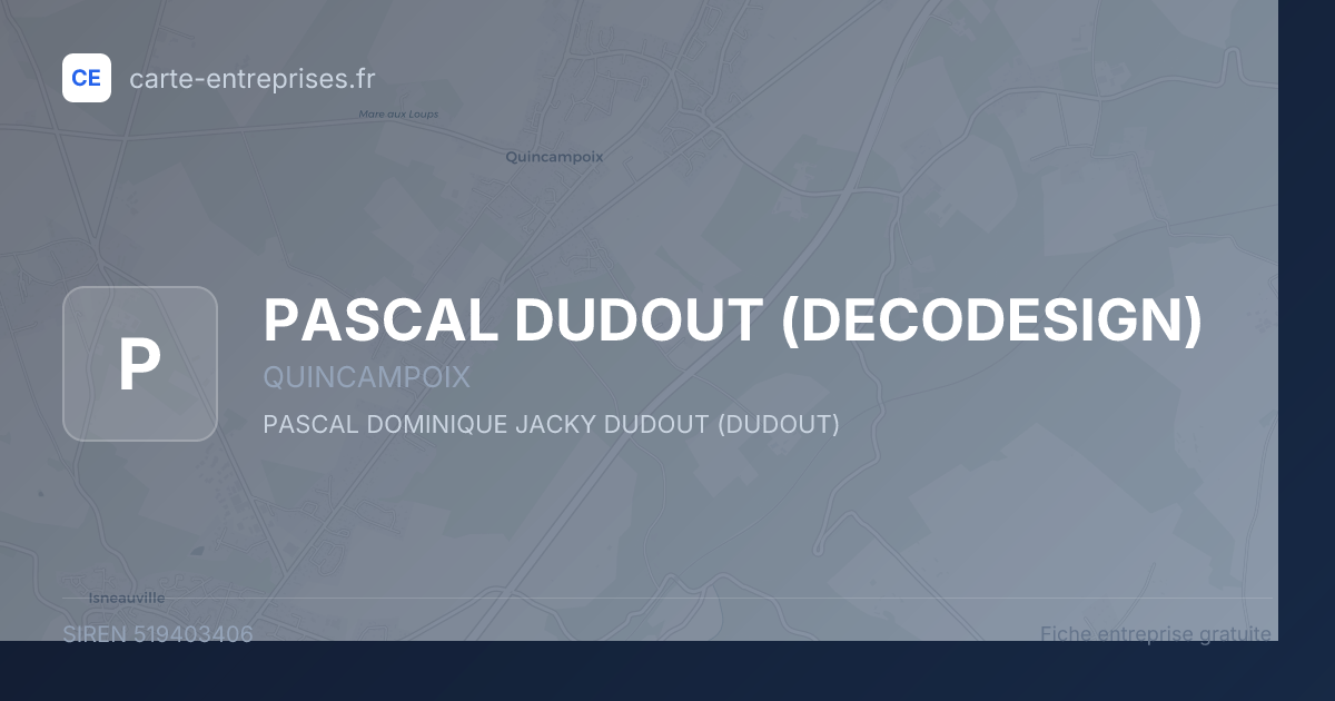 PASCAL DUDOUT (DECODESIGN) — 519403406 — fiche entreprise