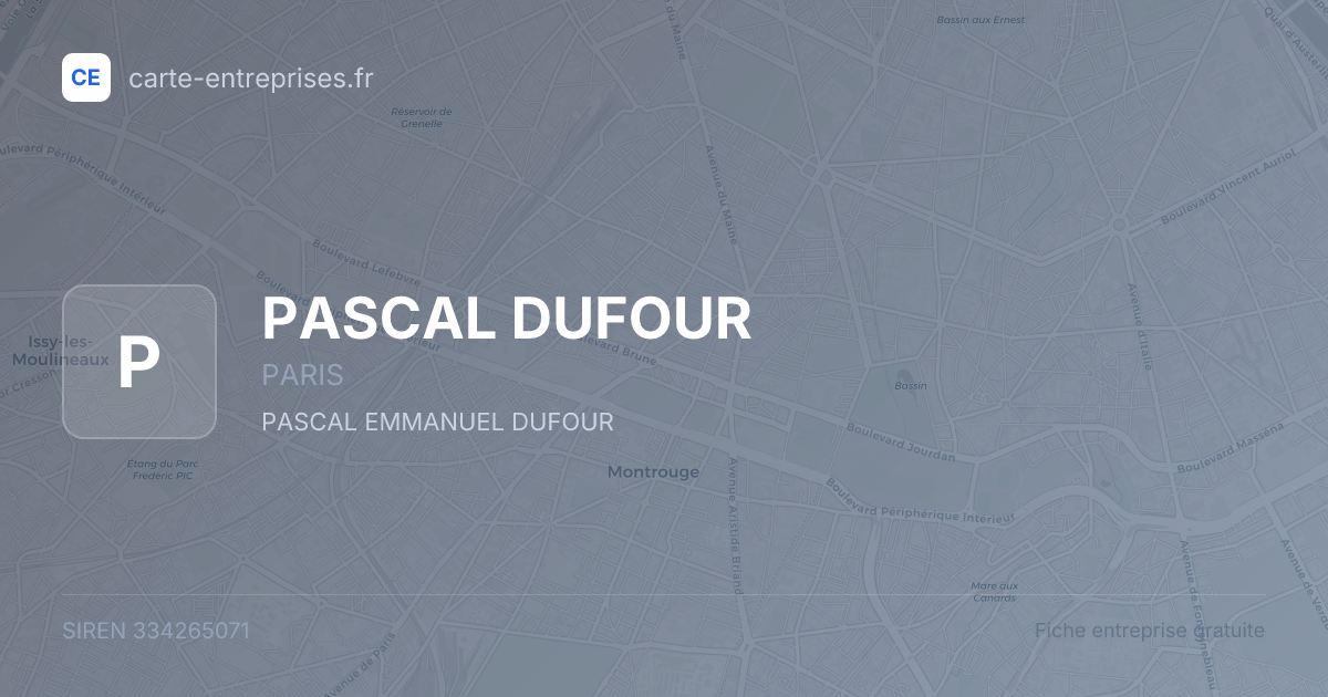 PASCAL DUFOUR — 334265071 — fiche entreprise