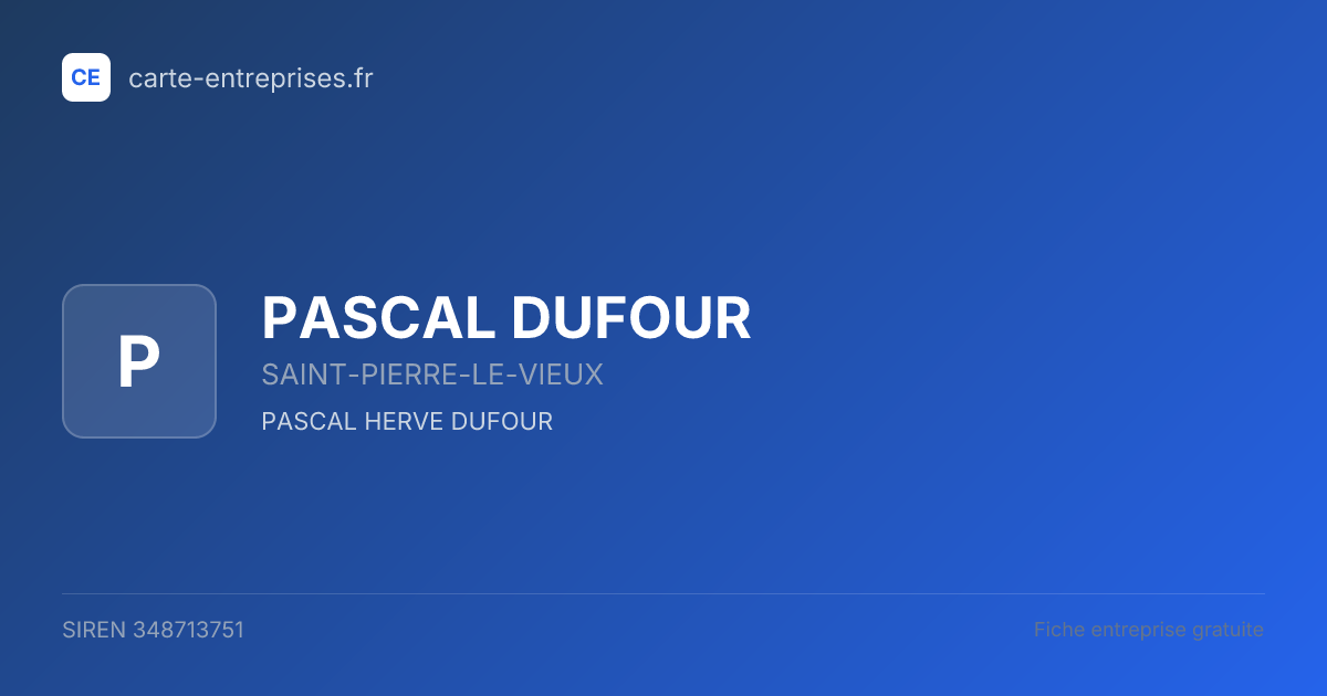 PASCAL DUFOUR — 348713751 — fiche entreprise