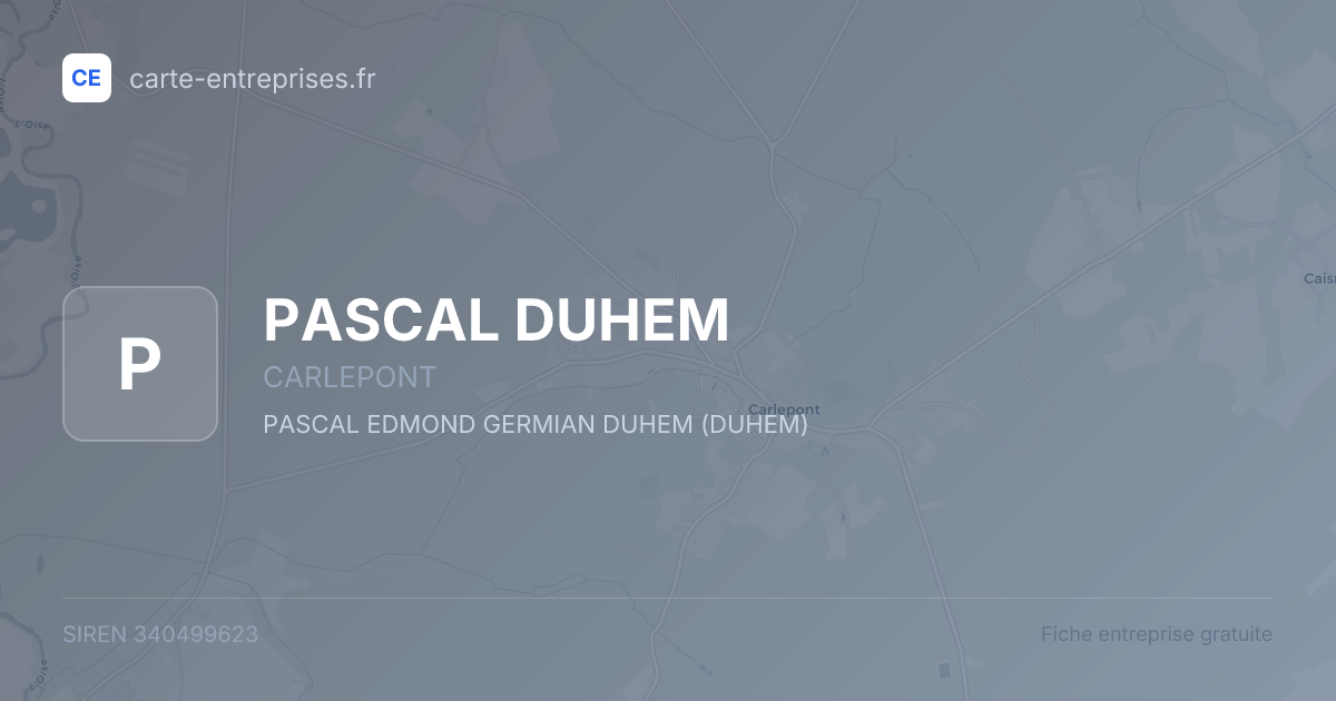 PASCAL DUHEM — 340499623 — fiche entreprise