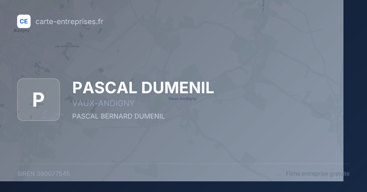 PASCAL DUMENIL — 380077545 — fiche entreprise
