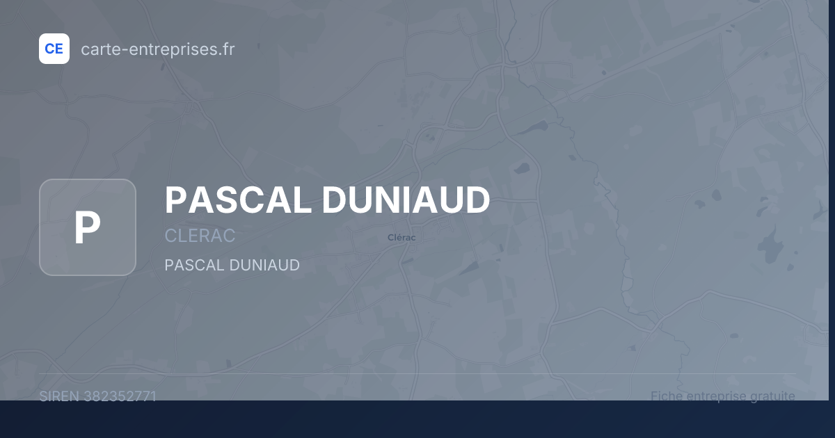 PASCAL DUNIAUD — 382352771 — fiche entreprise