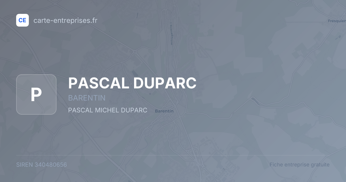 PASCAL DUPARC — 340480656 — fiche entreprise