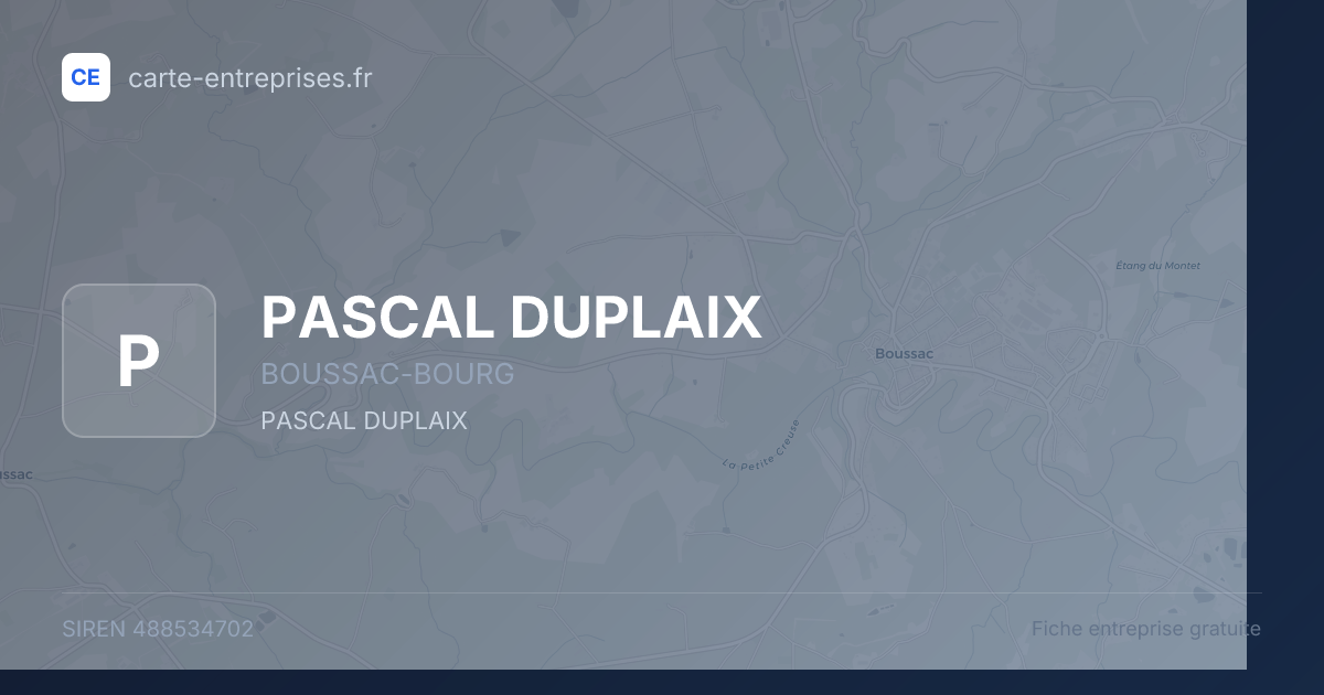 PASCAL DUPLAIX — 488534702 — fiche entreprise