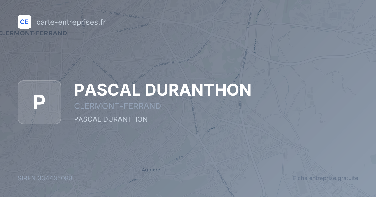 PASCAL DURANTHON — 334435088 — fiche entreprise