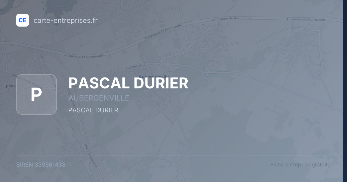 PASCAL DURIER — 339561433 — fiche entreprise