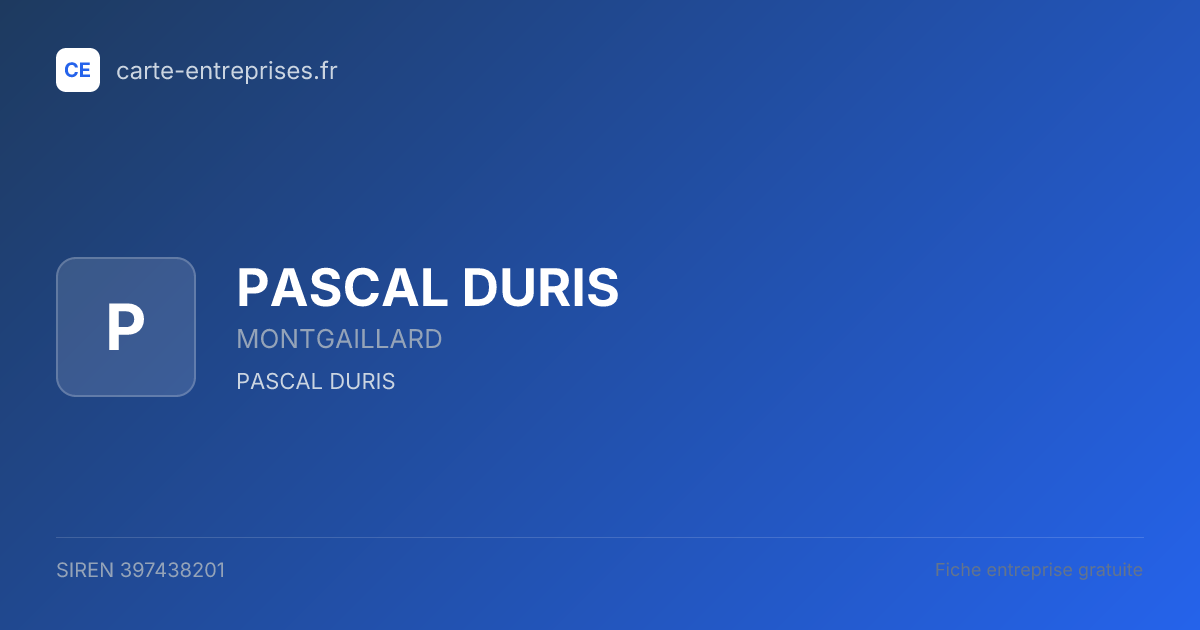PASCAL DURIS — 397438201 — fiche entreprise