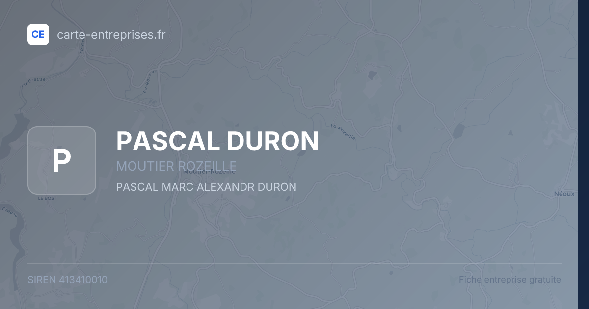 PASCAL DURON — 413410010 — fiche entreprise