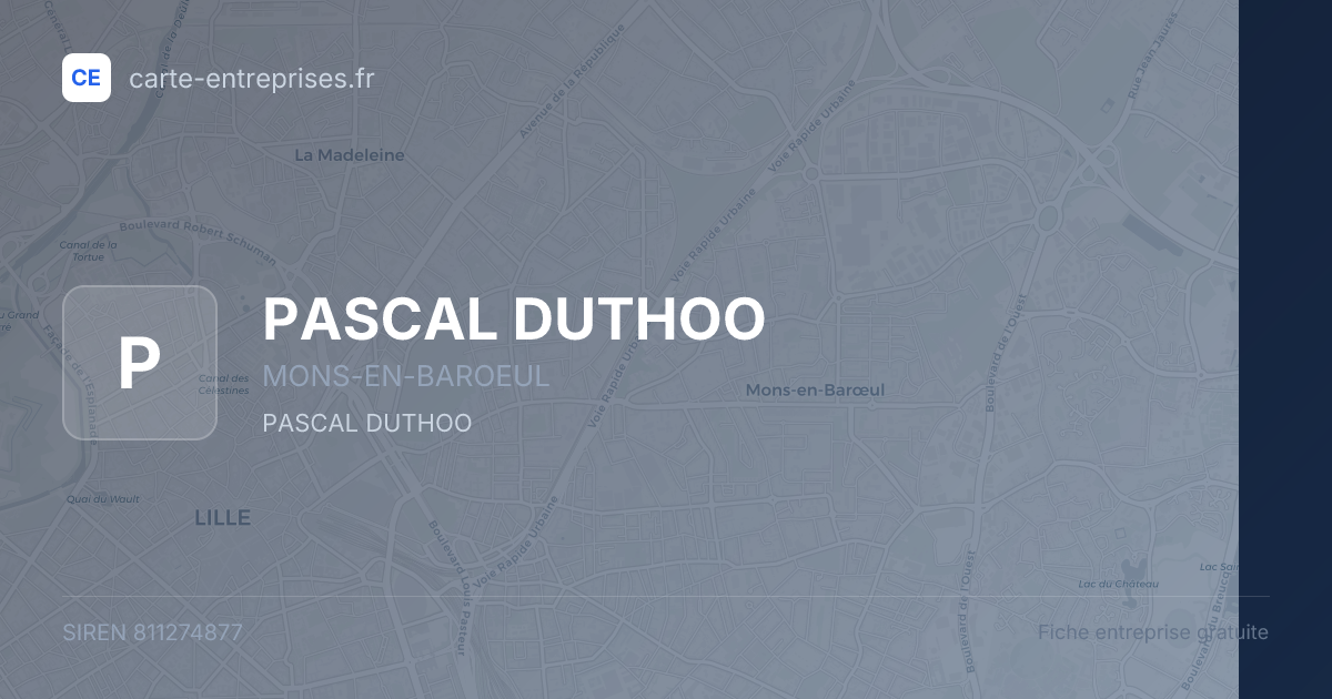 PASCAL DUTHOO — 811274877 — fiche entreprise