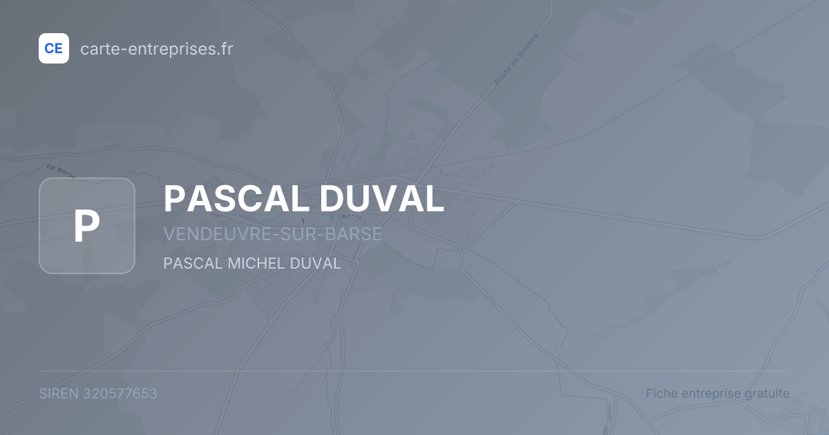 PASCAL DUVAL — 320577653 — fiche entreprise