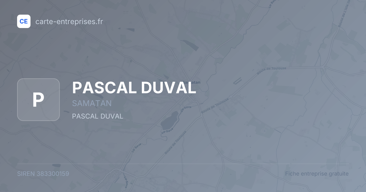 PASCAL DUVAL — 383300159 — fiche entreprise