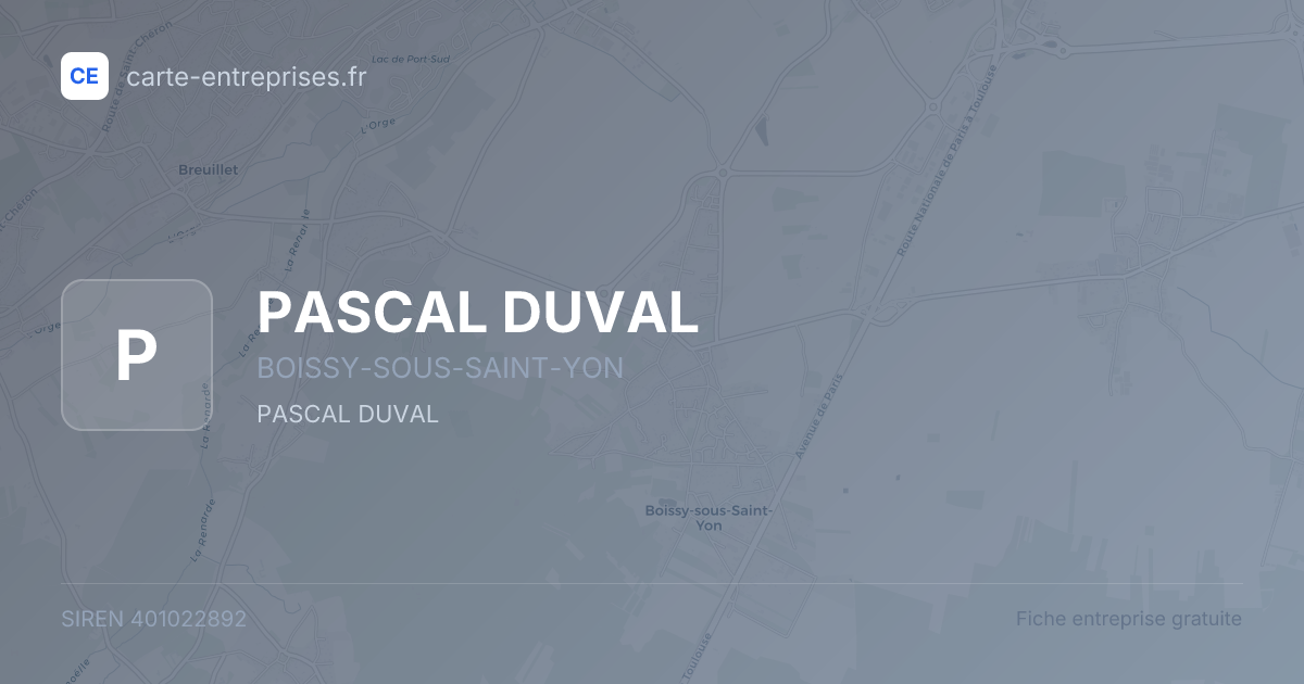PASCAL DUVAL — 401022892 — fiche entreprise