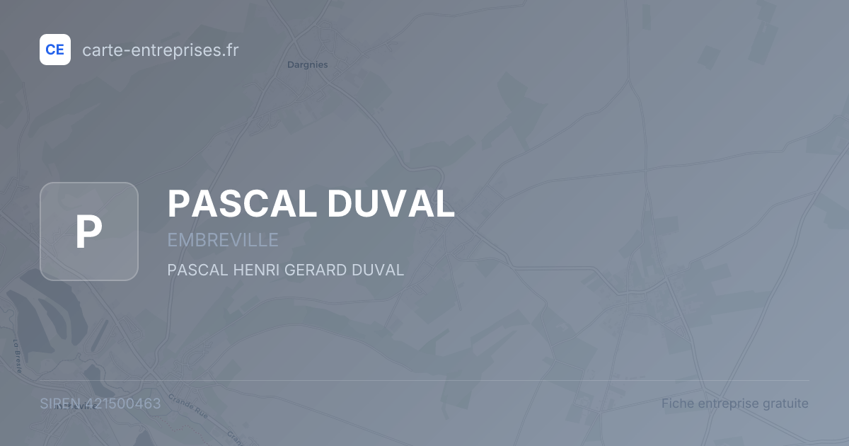 PASCAL DUVAL — 421500463 — fiche entreprise