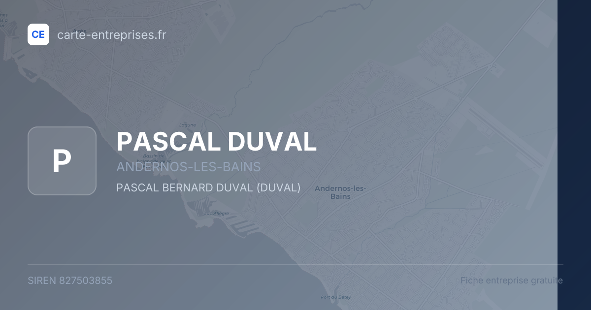PASCAL DUVAL — 827503855 — fiche entreprise