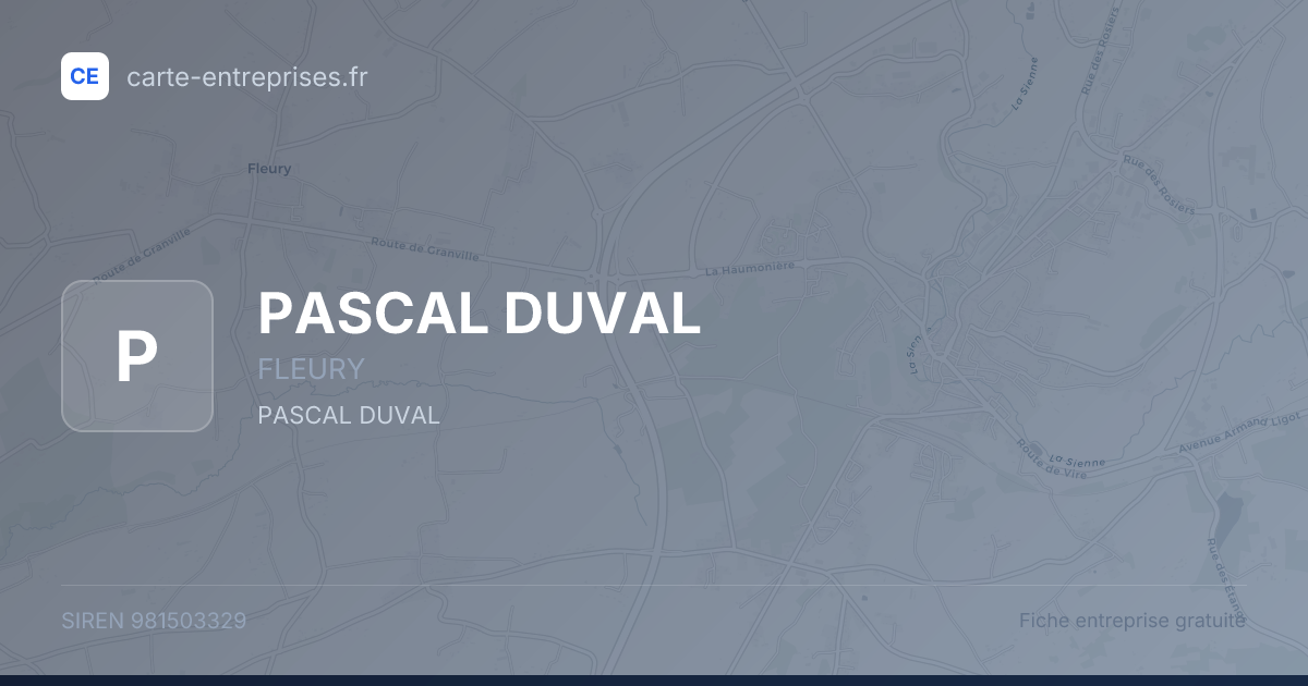 PASCAL DUVAL — 981503329 — fiche entreprise