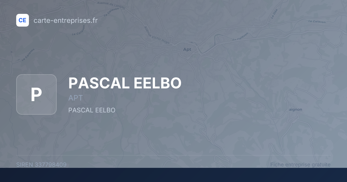 PASCAL EELBO — 337798409 — fiche entreprise