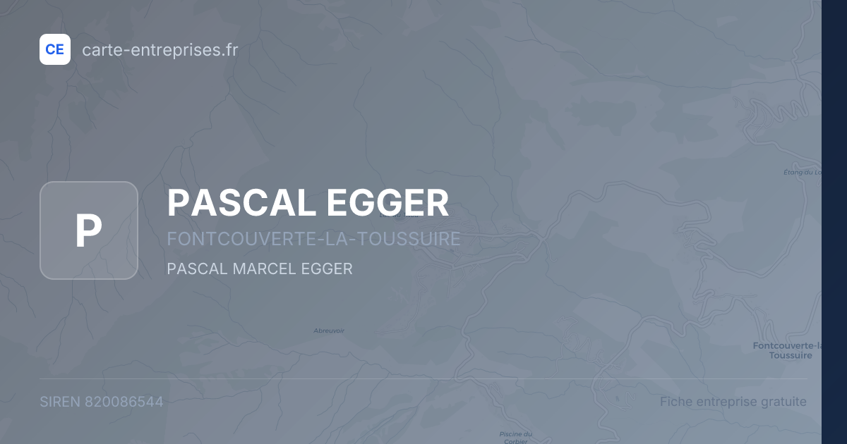 PASCAL EGGER — 820086544 — fiche entreprise