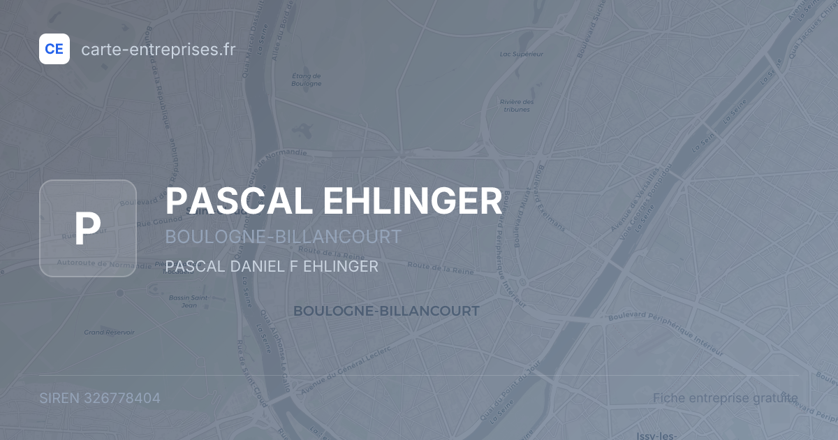 PASCAL EHLINGER — 326778404 — fiche entreprise