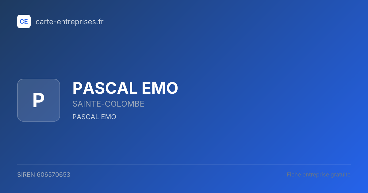 PASCAL EMO — 606570653 — fiche entreprise