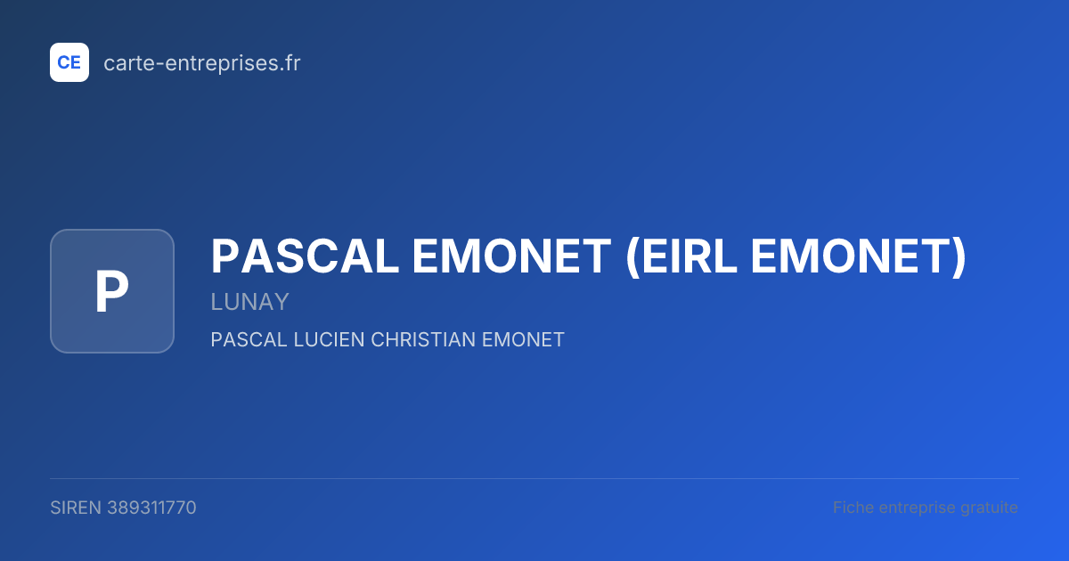 PASCAL EMONET (EIRL EMONET) — 389311770 — fiche entreprise
