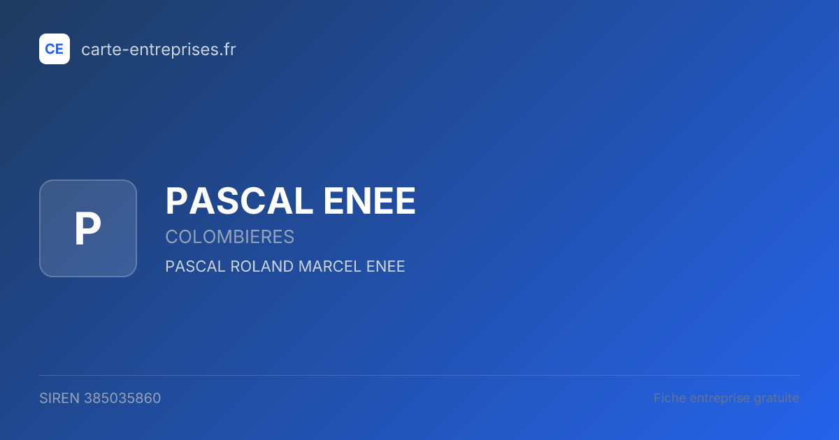 PASCAL ENEE — 385035860 — fiche entreprise