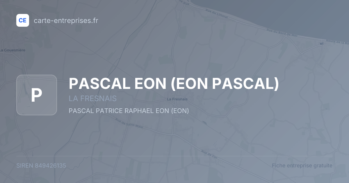 PASCAL EON (EON PASCAL) — 849426135 — fiche entreprise