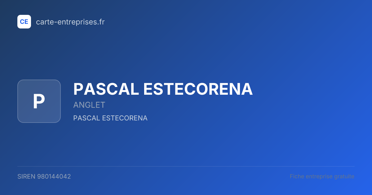 PASCAL ESTECORENA — 980144042 — fiche entreprise