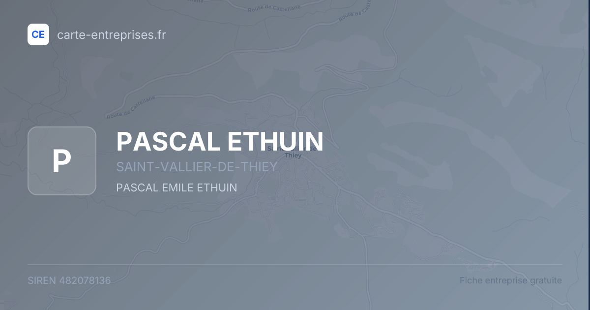 PASCAL ETHUIN — 482078136 — fiche entreprise