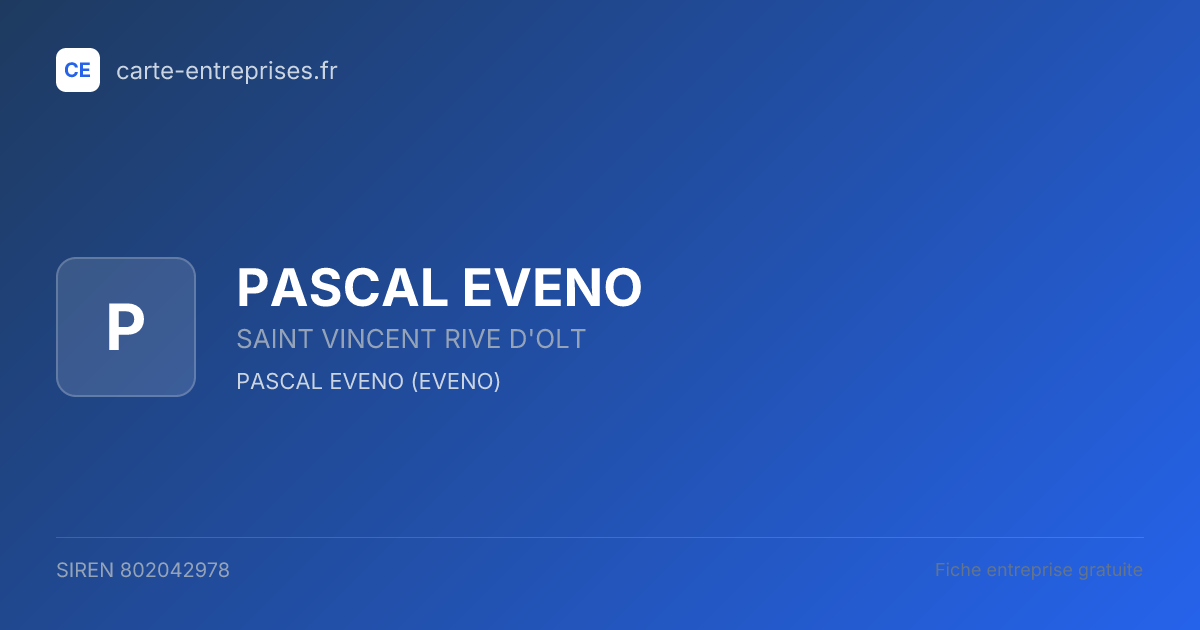 PASCAL EVENO — 802042978 — fiche entreprise